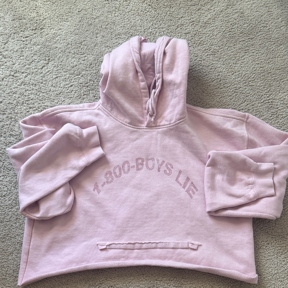 Boys Lie Rhinestone Pink Hoodie 1800